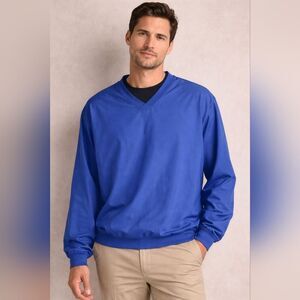 Cutter & Buck Pullover Windshirt XXXL Big & Tall Blue V Neck Golf Light Jacket